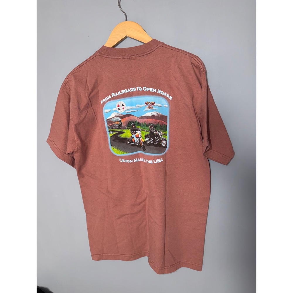 Bayside Heavyweight Union Made USA Graphic‎ T Shirt Large Motorcycles Open Roads